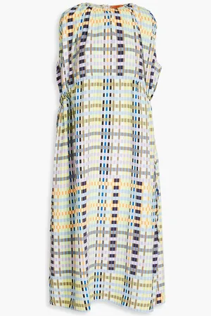 STINE GOYA Rowena checked crepe midi dress - Green