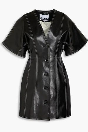 Ganni Faux leather mini shirt dress