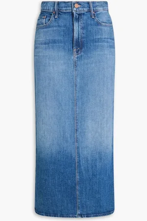 Mother Faded denim midi skirt - Blue