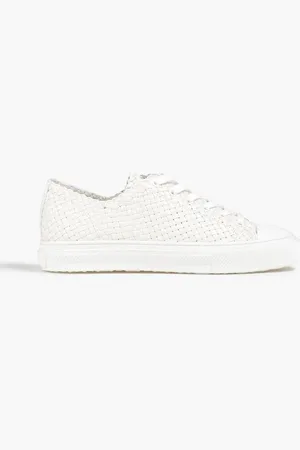 Stuart Weitzman Wova woven leather sneakers - White
