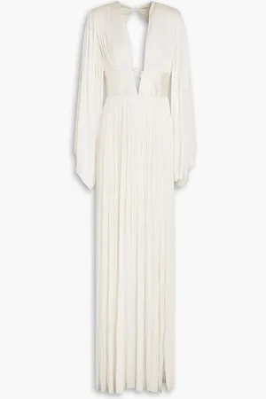MARIA LUCIA HOHAN Thais cutout plissé silk-tulle gown - White