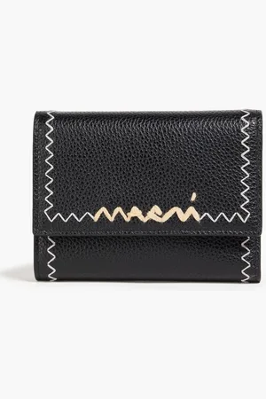 Marni Embroidered pebbled-leather wallet