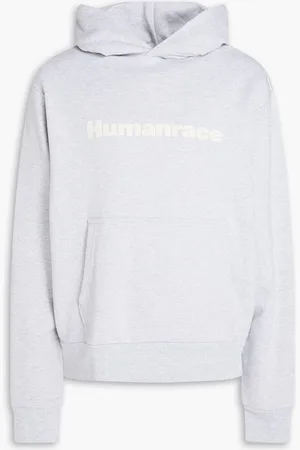 adidas Humanrace printed French cotton-terry hoodie - Gray