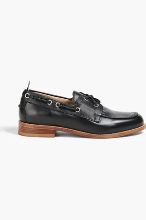 Thom Browne Smooth and pebbled-leather boat shoes