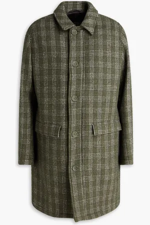 HERNO Checked felt coat - Green