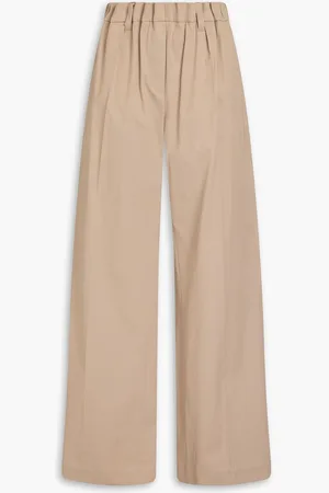 Brunello Cucinelli Stretch-cotton twill wide-leg pants - Neutral