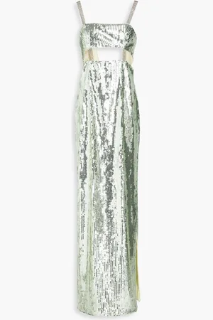 GALVAN Rebecca cutout sequined tulle gown - Green