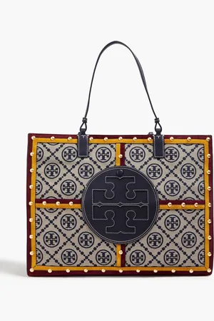 Tory Burch Ella jacquard, leather and suede tote - Blue