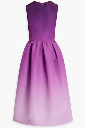 Oscar de la Renta Dégradé faille midi dress - Purple