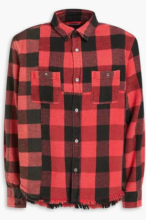 JOHN ELLIOTT Silverado checked cotton-flannel and tweed shirt