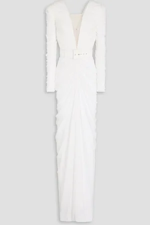 RHEA COSTA Ruched tulle gown