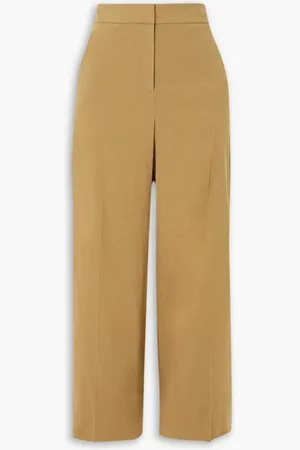 VERONICA BEARD Brixton cropped linen-blend wide-leg pants - Brown