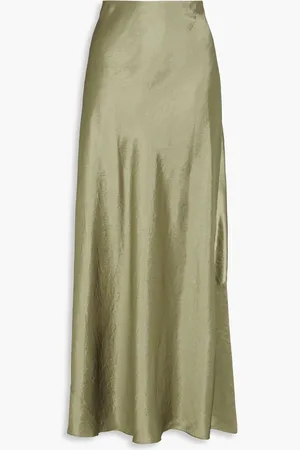 Vince Crinkled satin maxi skirt - Green