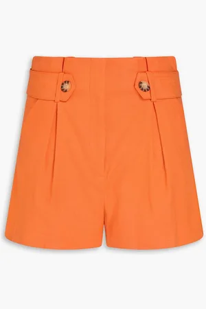 VERONICA BEARD Franzi pleated linen-blend shorts