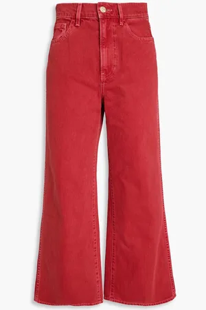 VERONICA BEARD Taylor cropped high-rise wide-leg jeans - Red