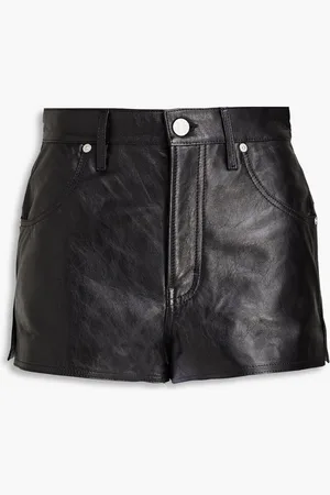 Frame Pebbled-leather shorts