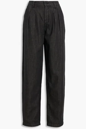 Paige Bella pleated high-rise tapered jeans - Gray