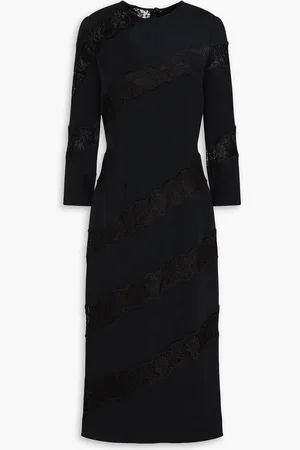 Dolce & Gabbana Lace-paneled crepe midi dress
