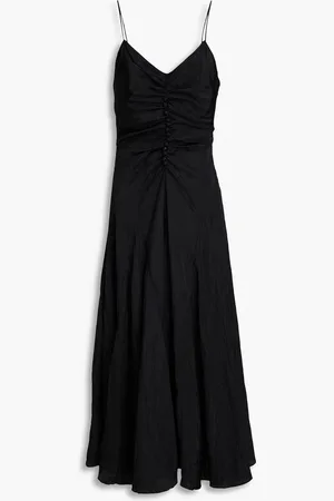 REJINA PYO Saanvi button-embellished ruched taffeta midi dress
