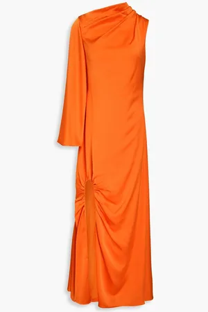 Halston Heritage Keiana one-shoulder draped crepe-satin gown