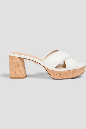 VERONICA BEARD Dory leather platform mules - White