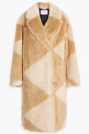 Stand Studio Genevieve checked faux fur coat - Neutral