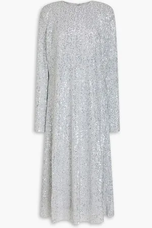 STINE GOYA Celsia sequined ribbed-knit midi dress - Metallic