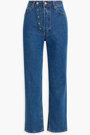 Ganni Figni high-rise straight-leg jeans - Blue