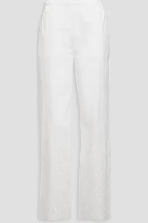 Loulou Studio Dulche broderie anglaise cotton wide-leg pants - White