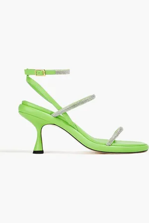 Wandler June crystal-embellished leather sandals - Green
