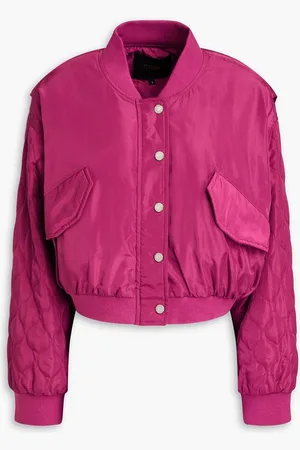 Maje Cropped quilted shell bomber jacket - Purple