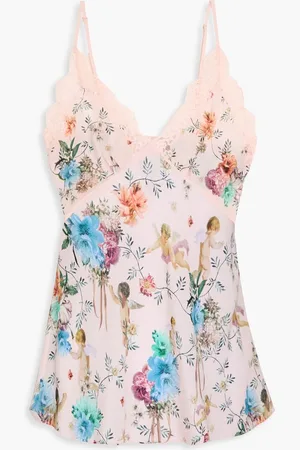 Camilla Crystal-embellished printed silk crepe de chine camisole - Pink