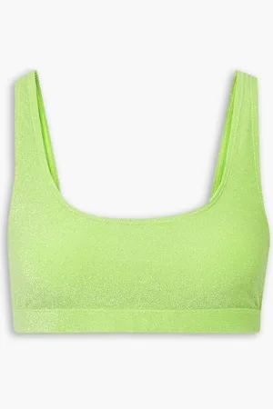 GOOD AMERICAN Sparkle metallic neon bikini top - Green