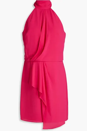 Halston Heritage Harlow pleated draped crepe mini dress - Pink