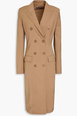 Alberta Ferretti Pinstriped wool-blend dress - Neutral