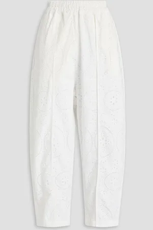 CHARO RUIZ IBIZA Lya cropped broderie anglaise cotton-blend wide-leg pants