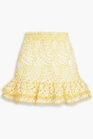 CHARO RUIZ IBIZA Mallorca ruffled broderie anglaise cotton-blend mini skirt