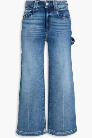 Paige Anessa cropped high-rise wide-leg jeans - Blue