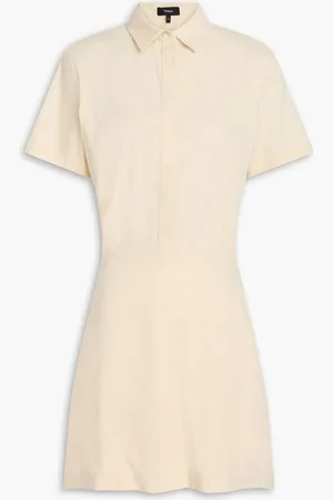 THEORY Linen-blend mini shirt dress - Neutral