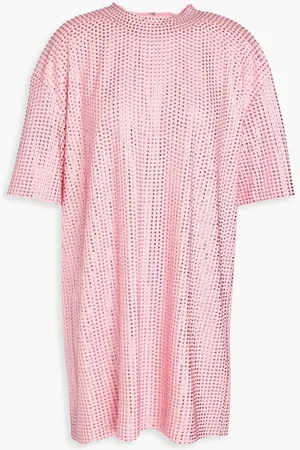AREA Crystal-embellished open-back stretch-jersey mini dress - Pink