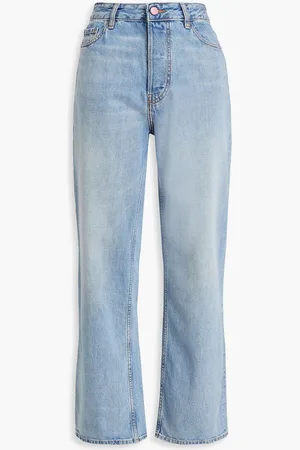 Ganni Faded high-rise straight-leg jeans - Blue