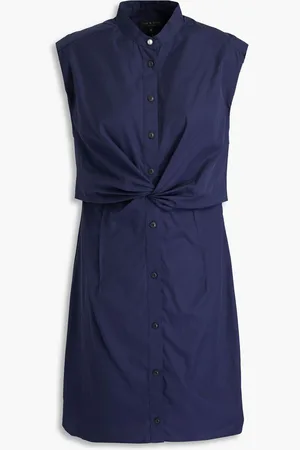 RAG&BONE Louisa twisted cotton-poplin mini dress - Blue