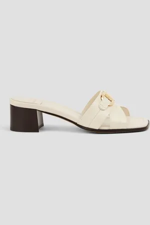 Salvatore Ferragamo Lorelie embellished croc-effect leather sandals - White