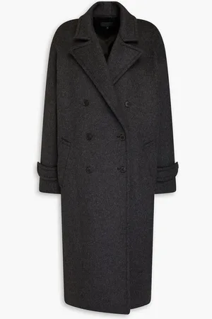 NILI LOTAN Georgio double-breasted brushed wool-felt coat - Gray