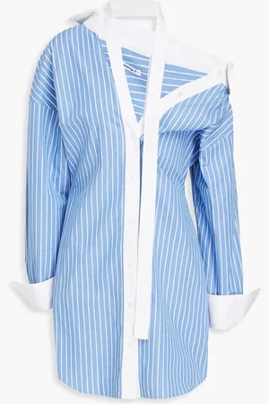Alexander Wang Striped cotton-poplin mini shirt dress - Blue