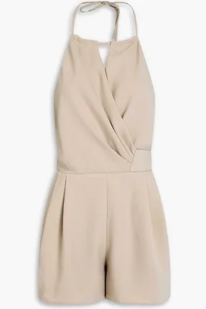 IRO Wrap-effect pleated crepe playsuit - Neutral