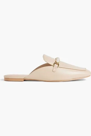 Stuart Weitzman Perla embellished leather mules - Neutral