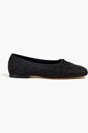 Mansur Gavriel Bow-detailed raffia ballet flats