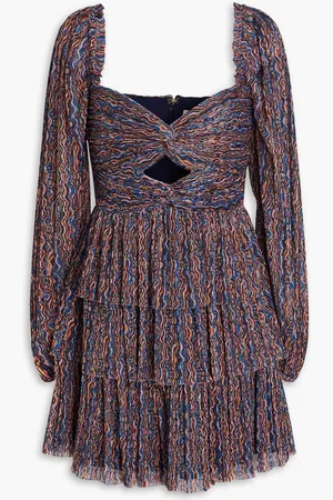 Rebecca Vallance Blossom tiered printed plissé-crepon mini dress
