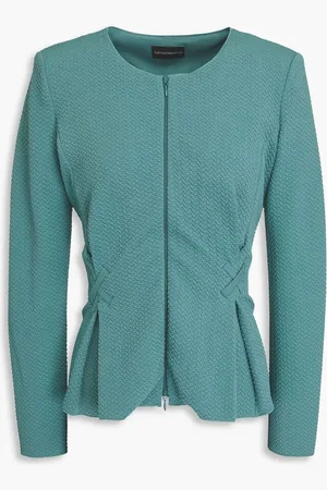 Emporio Armani Pleated cloqué jacket - Blue